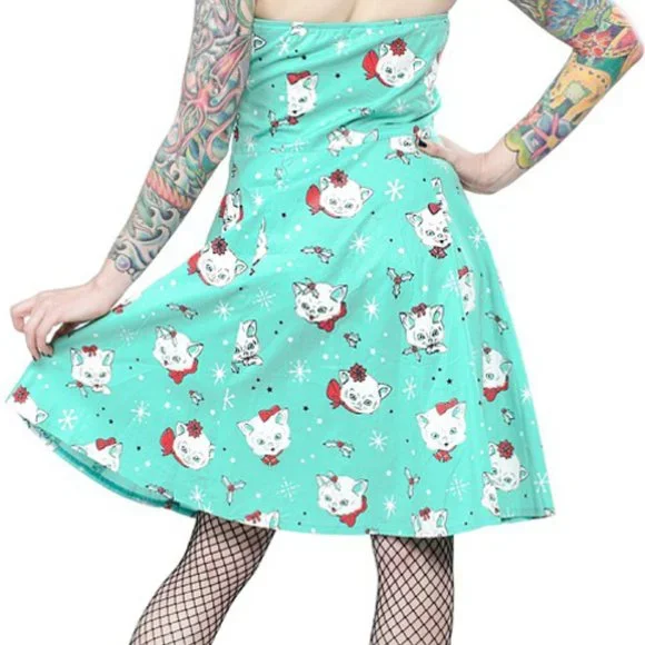 Sourpuss Clothing Retro 1950s Christmas Kitties Peggy Dress Multiple Sizes Cats - Picture 4 of 4